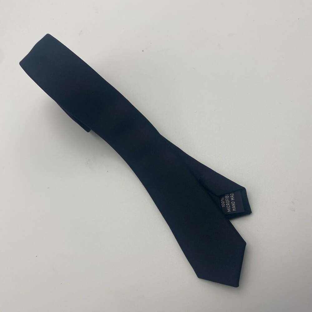Jacob Alexander Black Solid Skinny Necktie 100% Microfiber Hand Made